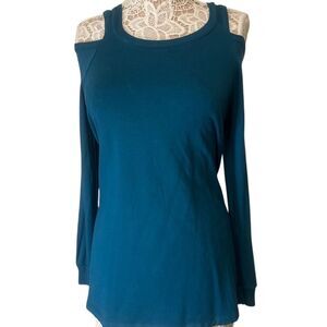 Kenneth Cole Reaction Women's Cold Shoulder Top Blue Size S Casual NWT
